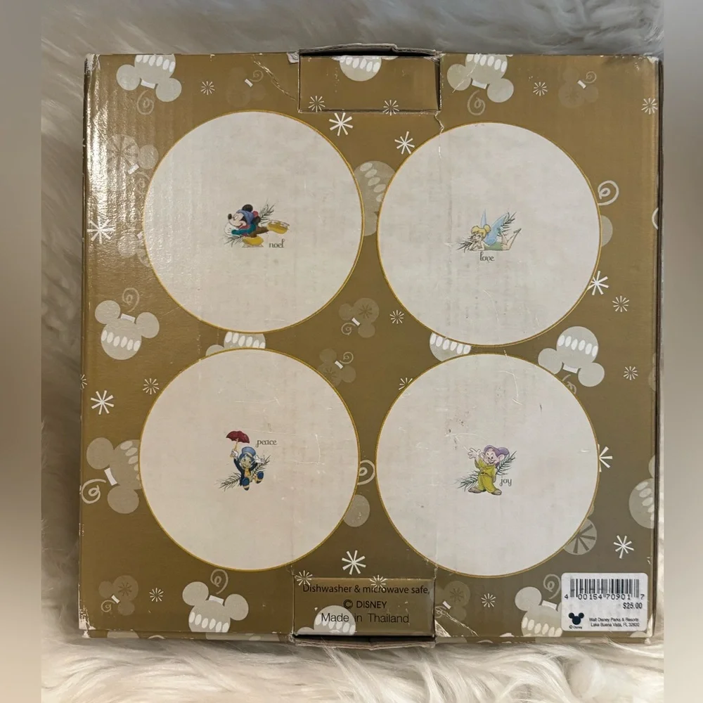 Disney Christmas Dessert Plate Set of 4